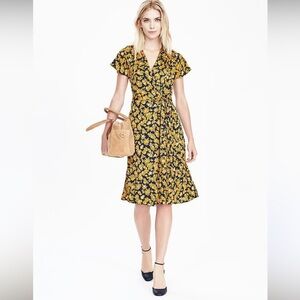 Banana Republic Floral Pleated Wrap Dress